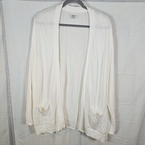 Croft & Barrow Cotton Modal Blend Open Front Cardigan Long Length XXL White